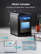 40Lbs/24H Countertop Nugget Ice Maker, Self-Cleaning Pellet Ice Machine with Scoop & Basket