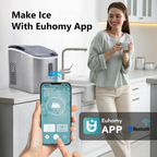 Countertop Smart Ice Maker, 26Lbs/24H, 9 Cubes Ready in 8 Mins, Self-Cleaning Portable Ice Maker with Ice Scoop and Basket, Perfect for Home Kitchen Office, Silver