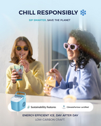 Countertop Ice Maker Machine with Handle, 26Lbs/24H, 9 Ice Cubes Ready in 6 Mins, Auto-Cleaning Portable Ice Maker with Basket & Scoop, Smart App Remote Control for Home Kitchen Camping RV, Blue