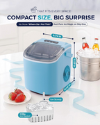 Countertop Ice Maker Machine with Handle, 26Lbs/24H, 9 Ice Cubes Ready in 6 Mins, Auto-Cleaning Portable Ice Maker with Basket & Scoop, Smart App Remote Control for Home Kitchen Camping RV, Blue